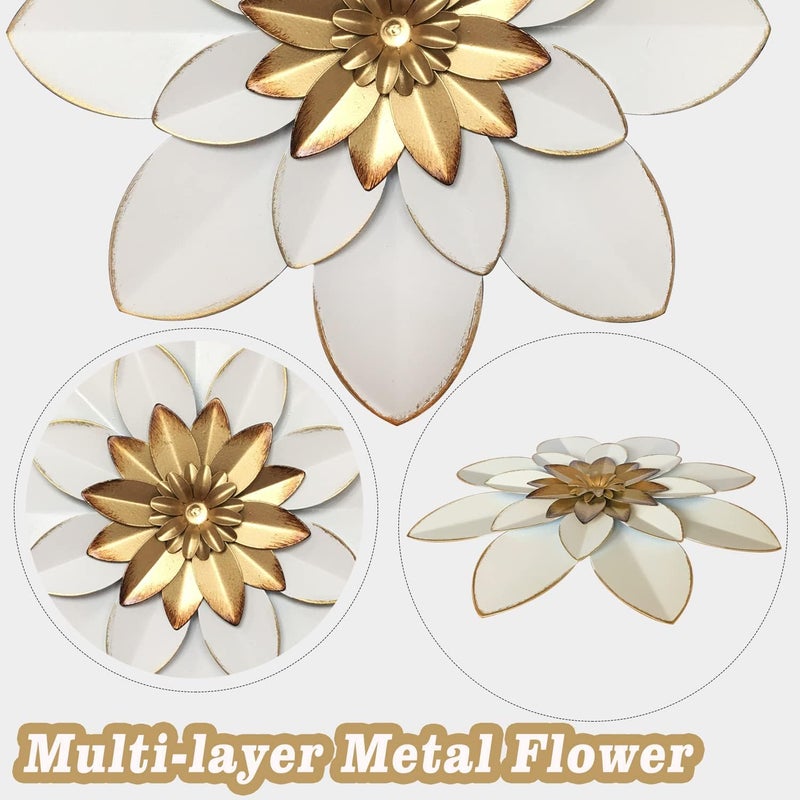 Picfarce Metal Flower Wall Art Decor, 9.5“ Rustic Modern Floral Sculpture, Distressed Iron Wall Hanging Home Decoration Accent Artworks for Indoor Kitchen Bedroom Living Room Office Outdoor Garden Patio - Image 2